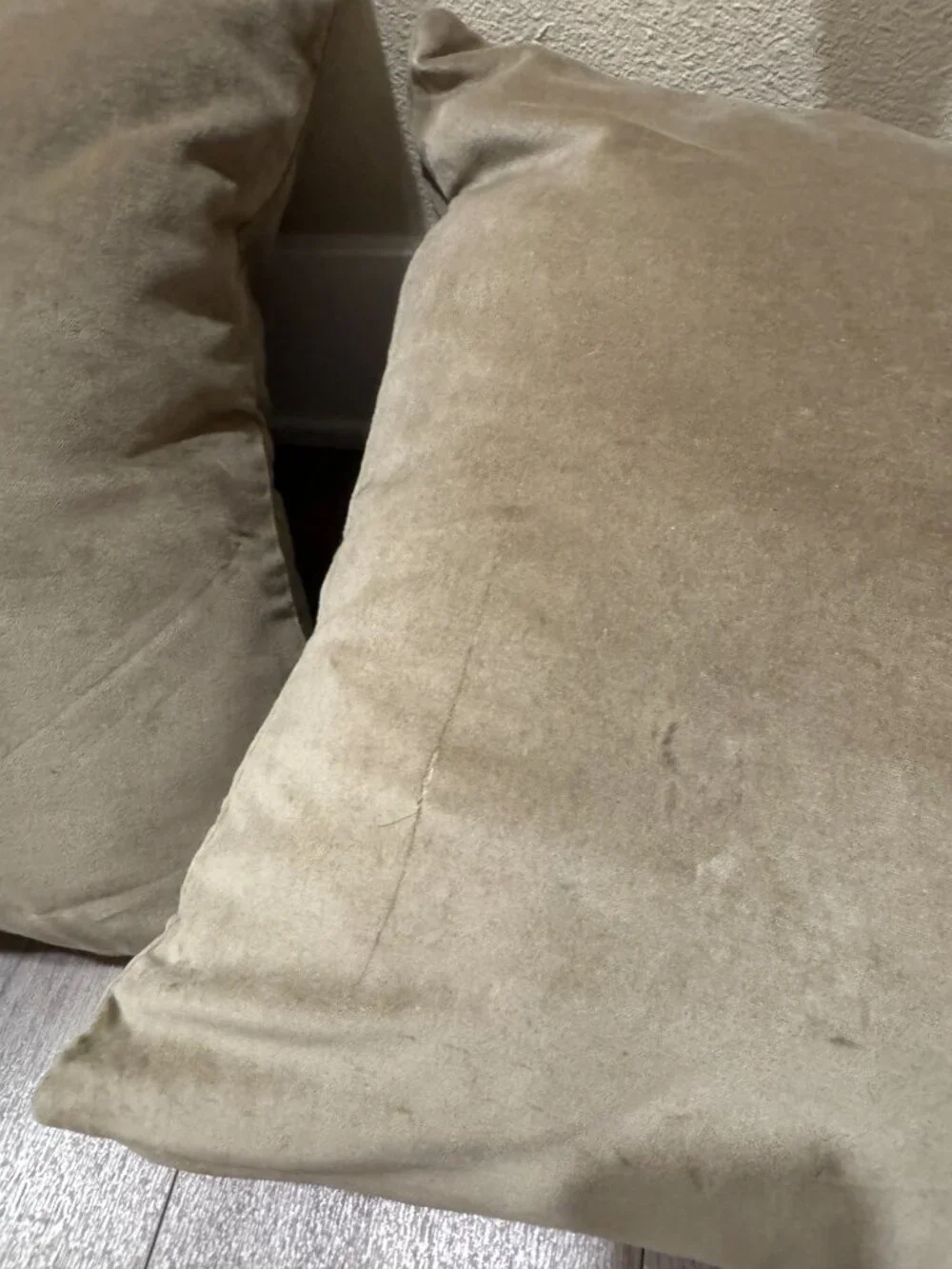 Pottery Barn Olive Green Velvet Throw Pillow Pair